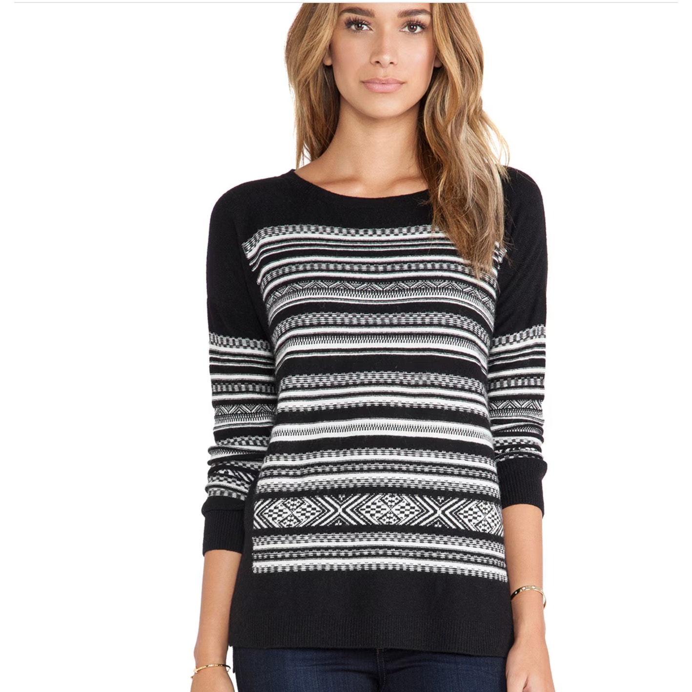 Bailey 44 Nordic Ski Sweater In Black & White Large